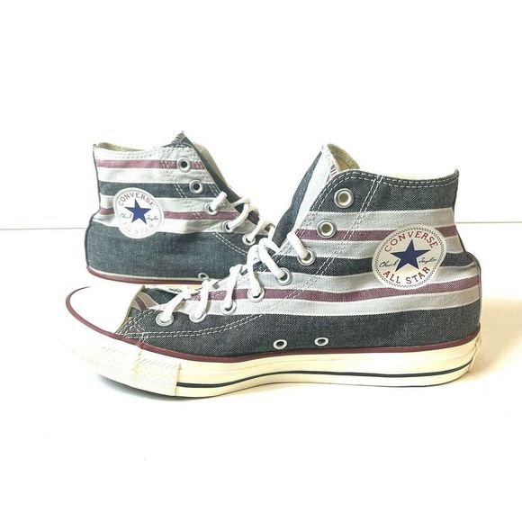 Converse Shoes - Converse Chuck Taylor All-Star Mid Top Gray Striped Sneaker Unisex Wos 10 Mens 8